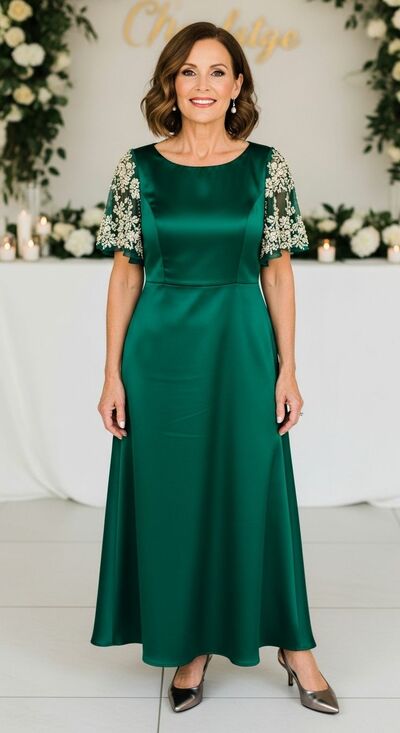 Green Plus Size A Line Lace Appliques Mother of Bride/Groom Dress Evening Formal Gowns