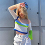 Y2K CROCHET TOP ( NEON GREEN + BLUE ) -1