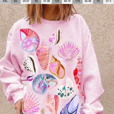 Shell-print long-sleeve dropped-shoulder terry sweatshirt