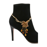 Women Gold Metal Boot Chain Lily Flower Shoe Charm Bling Western Fashion Jewelry  - Thumbnail 1