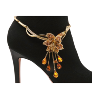Women Gold Metal Boot Chain Lily Flower Shoe Charm Bling Western Fashion Jewelry  - Thumbnail 9