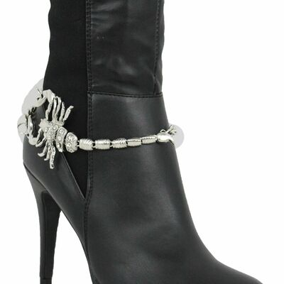 Women silver metal boot chain scorpion shoe charm western fashion jewelry 