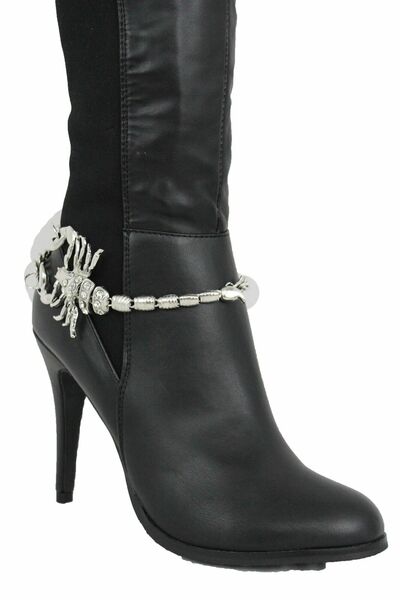 Women Silver Metal Boot Chain Scorpion Shoe Charm Western Fashion Jewelry 