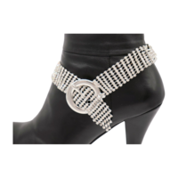 Women Silver Metal Boot Chain Bracelet Bling Belt Buckle Shoe Charm Anklet Western Fashion Jewelry  - Thumbnail 6