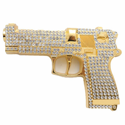 Biker trucker men gold metal belt buckle western fashion gun bold strong heavy