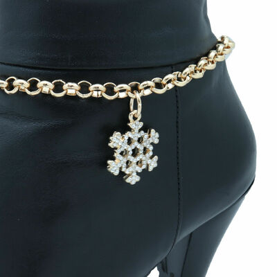 Sexy look women gold metal chain boot bracelet anklet snowflake shoe bling charm