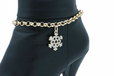 Sexy Look Women Gold Metal Chain Boot Bracelet Anklet Snowflake Shoe Bling Charm