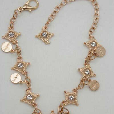 Women boot bracelet gold metal chain happy shoe floral charms bling flowers