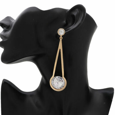 Women elegant fancy long earrings gold metal hook fashion bling jewelry