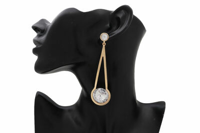 Women Elegant Fancy Long Earrings Gold Metal Hook Fashion Bling Jewelry