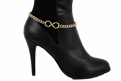 Women Fashion Boot Chain Bracelet Gold Metal Infinity Shoe Fun Anklet Charm