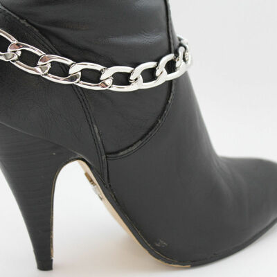 Women classic look fashion boot bracelet silver metal chain link shoe charm