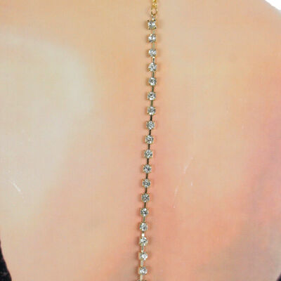 Women gold strand rhinestones fashion open back necklace hip hop lion charm