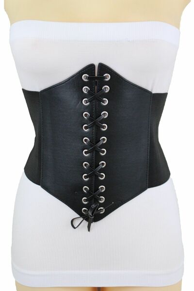 Women Stretch Corset Belt Elastic High Waist Tie Wide Waistband Plus M L XL