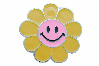 Buckle Women Retro Fashion Yellow Flower Emoji Cartoon Collection