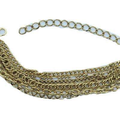 Western women antique gold metal boot chain anklet bracelet shoe rodeo charm