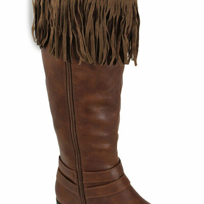 Western women boot toppers boho brown fabric fringes turquoise blue gold beads