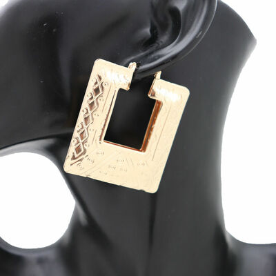 Women hook earrings gold color metal square shape geometric urban style