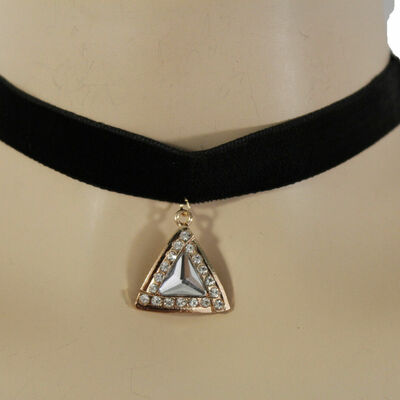Women metal charm pendant fashion jewelry choker necklace black fabric strap