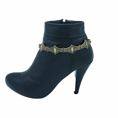 Women antique gold metal chain boot bracelet bohemian shoe eye charm jewelry