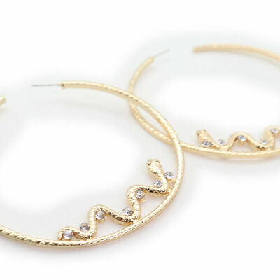 Women gold metal large size hoop fashion snake earrings bling cobra sexy
