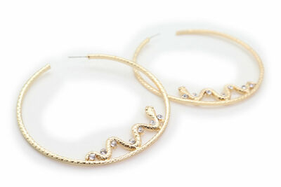 Women Gold Metal Large Size Hoop Fashion Snake Earrings Bling Cobra Sexy