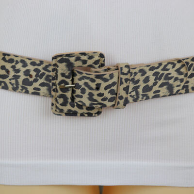 Women black beige color leopard safari fashion hip high waist belt cheetah s m