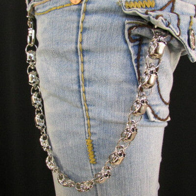 Men rocker silver strong metal heavy wallet key chain jeans skull biker trucker