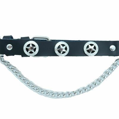 Men silver chain black cowboy western boot straps texas lone star charms 2 bands