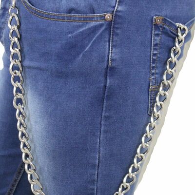 Men silver color metal extra long wallet chain link strong links biker jean hook