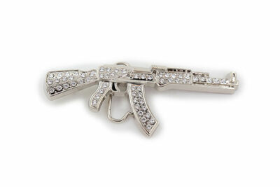 Men Silver Metal Belt Buckle Machine Gun AK47 Hip Hop Rifle Weapon Street Hood