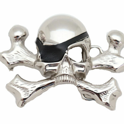 Men silver metal fashion belt buckle skeleton pirate bones skull punk rock