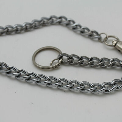 Men silver metal short wallet chains thick link simple jeans basic biker classy