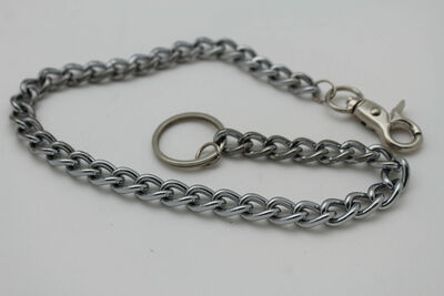 Men Silver Metal Short Wallet Chains Thick Link Simple Jeans Basic Biker Classy
