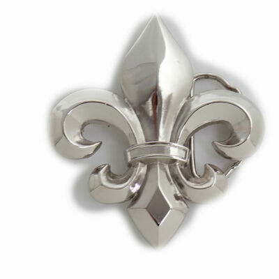 Men western belt buckle silver metal cowboy fleur de lis bling lily flower