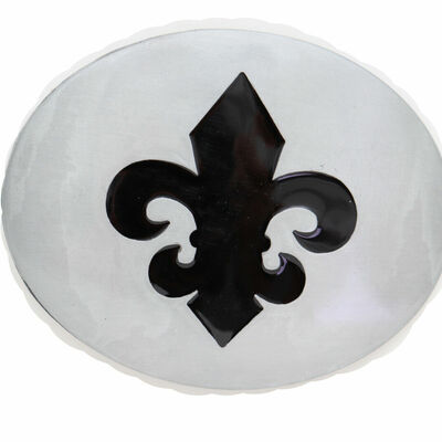 Men western fashion belt buckle silver metal cowboy fleur de lis bling oval lily