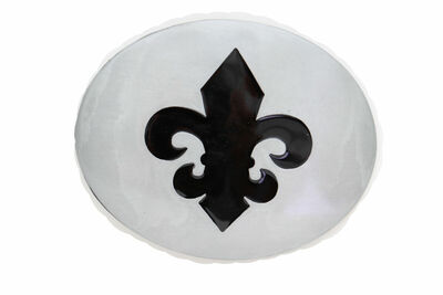 Men Western Fashion Belt Buckle Silver Metal Cowboy Fleur De Lis Bling Oval Lily
