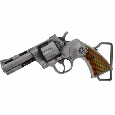 Men western fashion belt buckle silver metal gun revolver weapon street hip hop