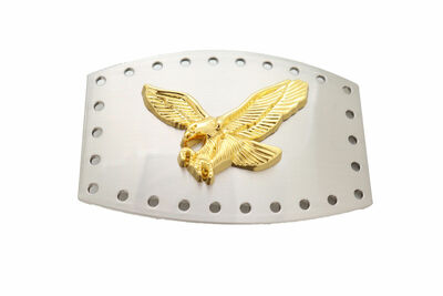 Men Western Fashion Silver Metal Buckle Square Gold Eagle Flying American Bird
