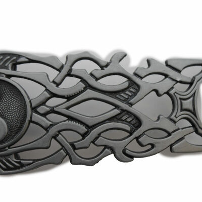 Men women antique silver belt buckle peace symbol sign tribal fire flame long