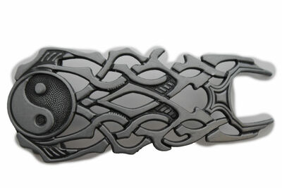 Men Women Antique Silver Belt Buckle Peace Symbol Sign Tribal Fire Flame Long
