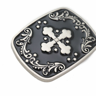 Men women belt buckle black silver metal weekend iron cross filigree