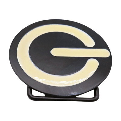 Men women belt buckle emoji fashion black metal power button on off chic style