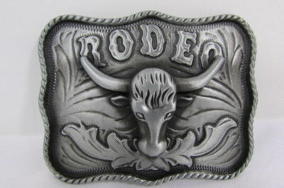Men Women Belt Buckle Fashion Silve Bull Silver Metal Western Cowboy 3D Rodeo