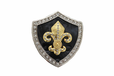 Men Women Belt Buckle Silver Metal Gold Fleur De Lys Lily French Elegant Look 