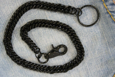 Men Women Black Chunky Metal Thick Wallet Chain Link KeyChain Biker Jeans Rocker