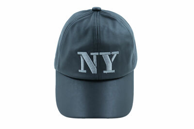 Men Women Black Faux Leather Baseball Cap NY Sport Hat New York Adjustable Size
