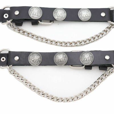 Men boot pair black straps biker bracelet american eagle charm half dollar