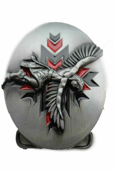 Men Women Buckle Silver Metal Native Style Warrior Dance Indian Cowboy Western