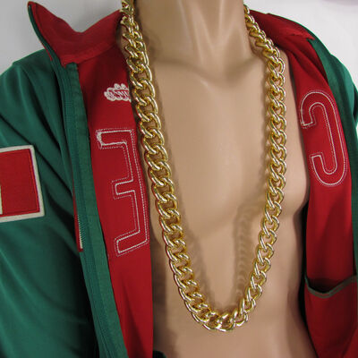 Men women chunky metal thick chains links long fashion necklace gold hip hop